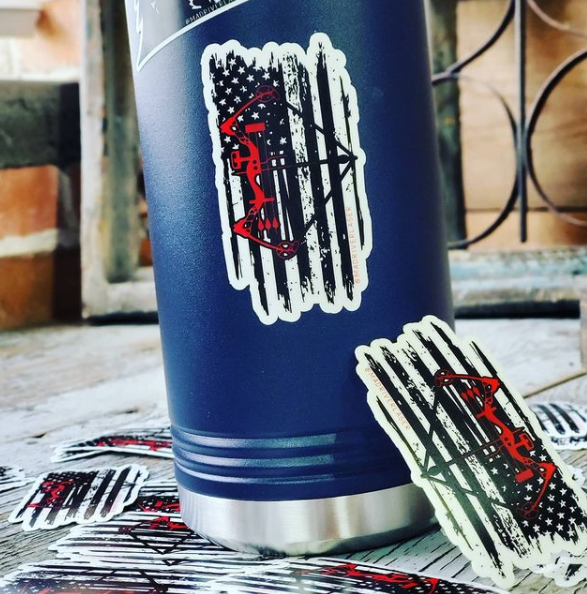 Distressed Flag with Red Bow Sticker
