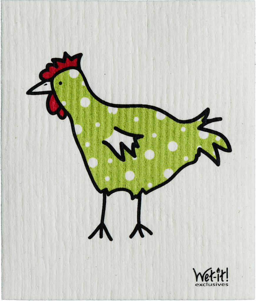 Green Polka Dot Chicken Wet-it Cloth