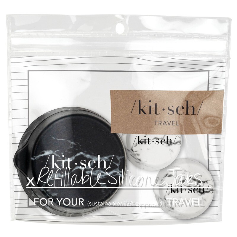 Refillable Silicone Jars - Black &amp; White Marble