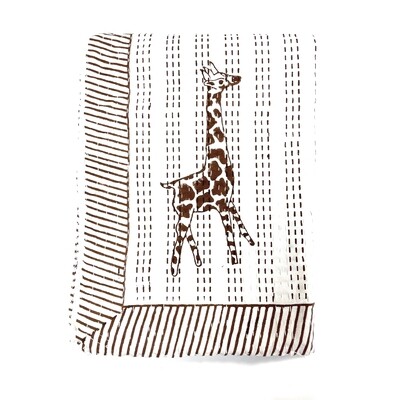 Block Printed Kantha Quilt - Giraffe