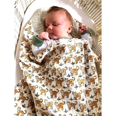 Block Printed Kantha Quilty - Tiger