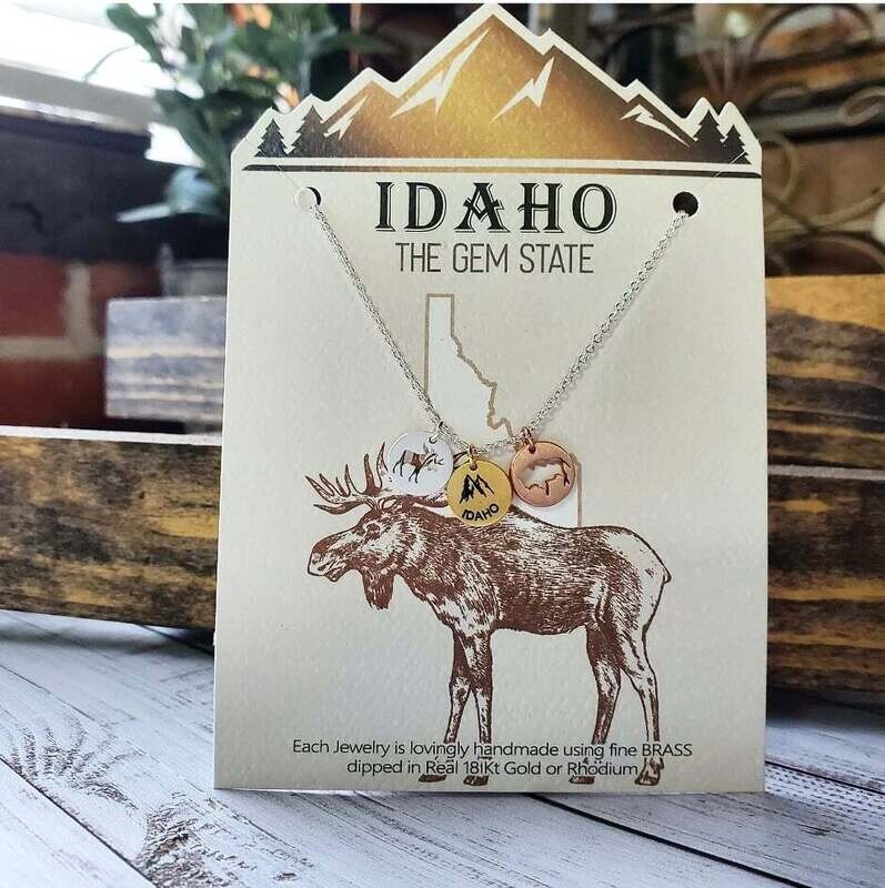 Idaho Gem State Necklace - Tri Color Wildlife