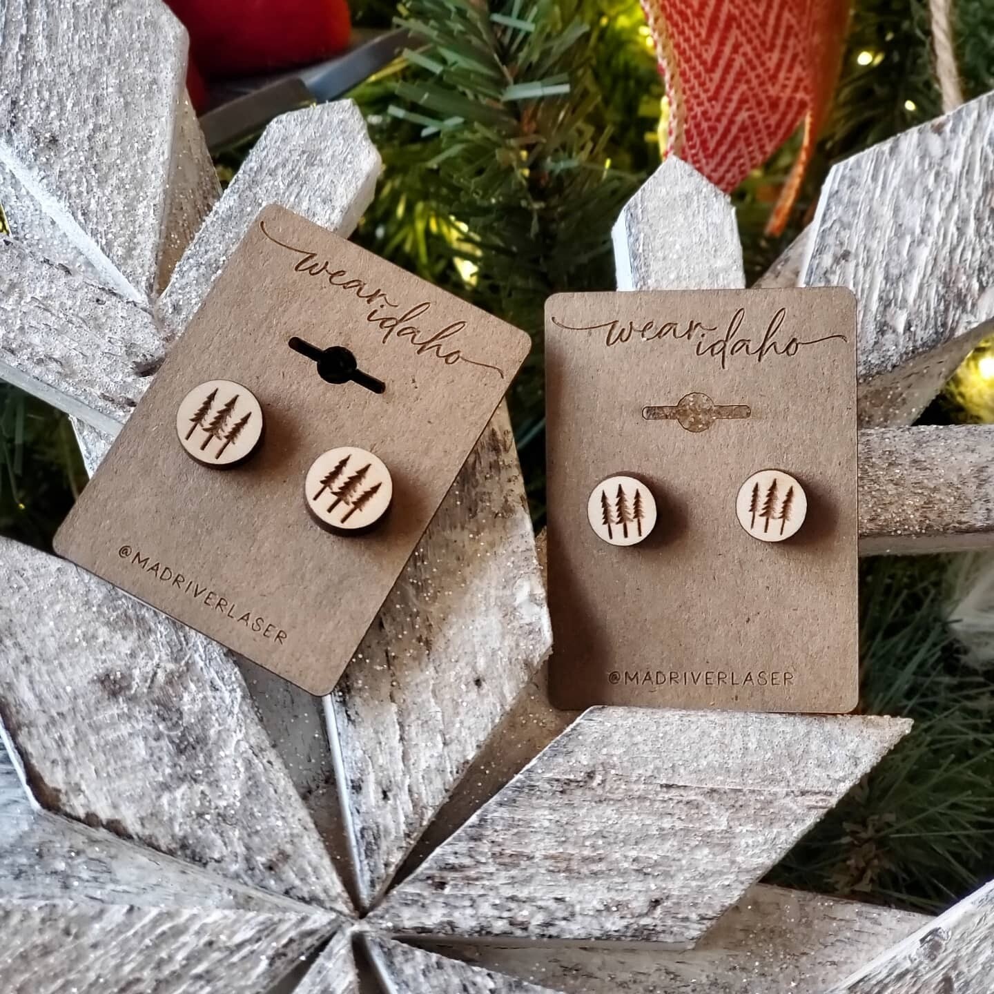 Wood Earrings - 3 trees