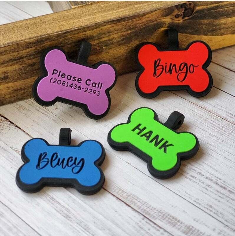 Silicone Dog Tag, Bone