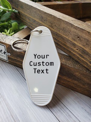 Retro Plastic Hotel Key Chain - custom text