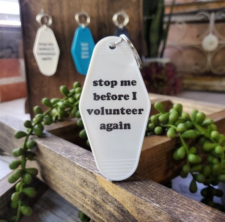 Retro Plastic Hotel Key Chain -  Stop me before I 