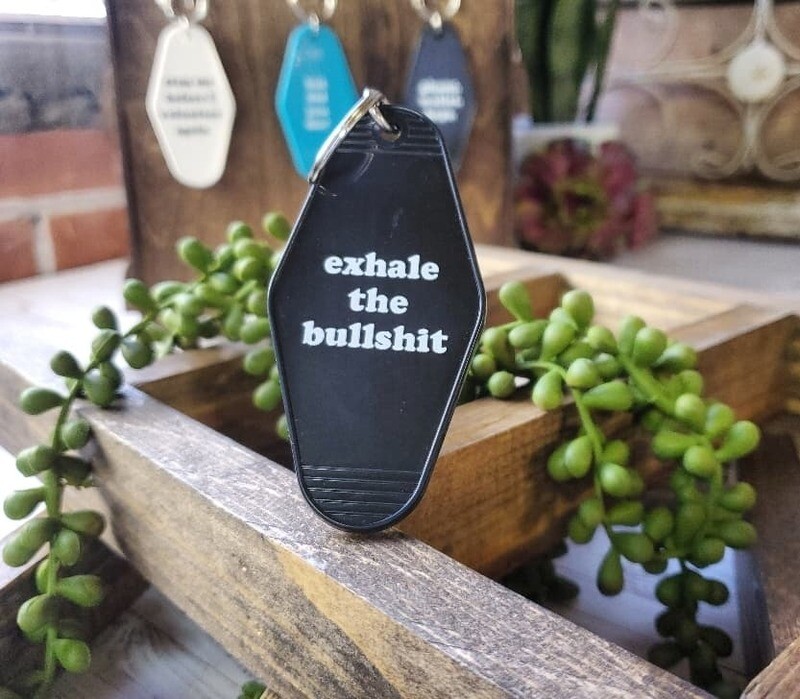 Retro Plastic Hotel Key Chain -  exhale the bull