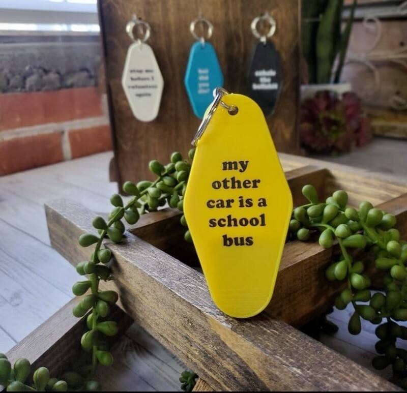 Retro Plastic Hotel Key Chain -  my other car is a