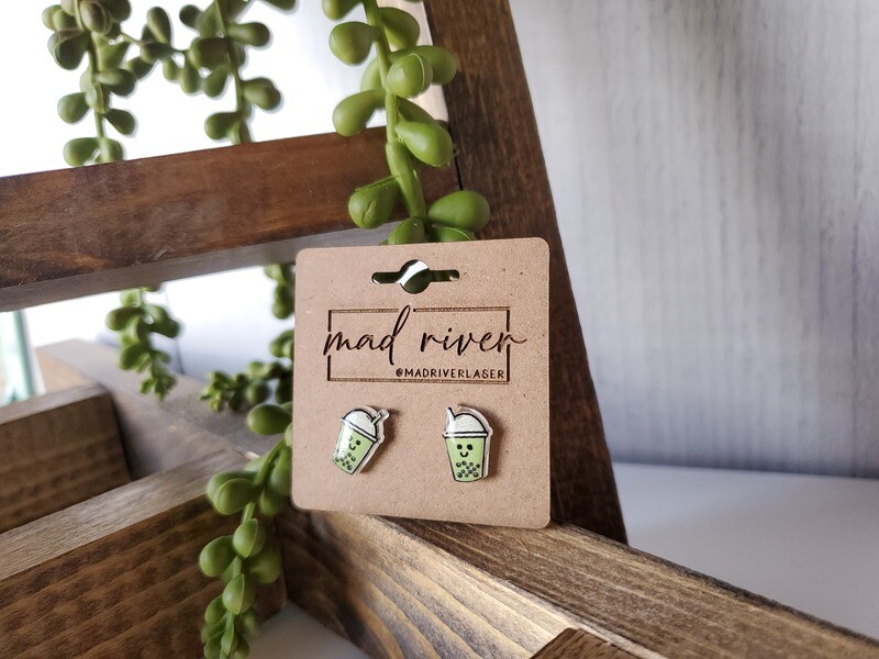 Green Boba Earrings