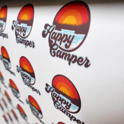 Happy Camper Sunset Sticker