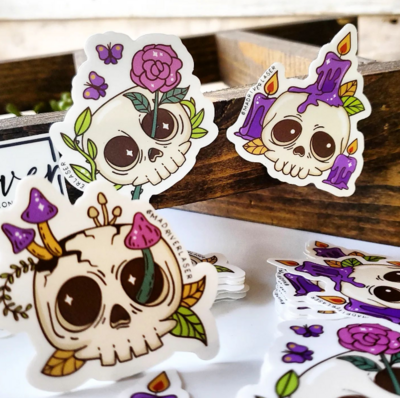 Mystical Mushrooms &amp; Skull Sticker