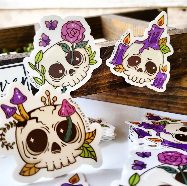 Enchanted Rose & Skull Sticker