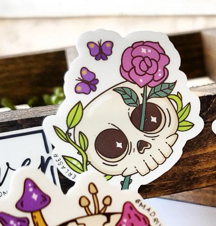 Enchanted Rose &amp; Skull Sticker