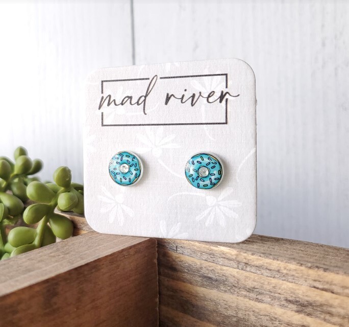 Blue Donut Sprinkle Earrings