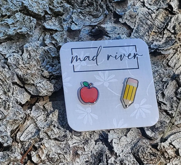 Apple &amp; Pencil earrings