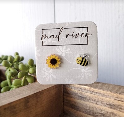 Sunflower Bee Earrings