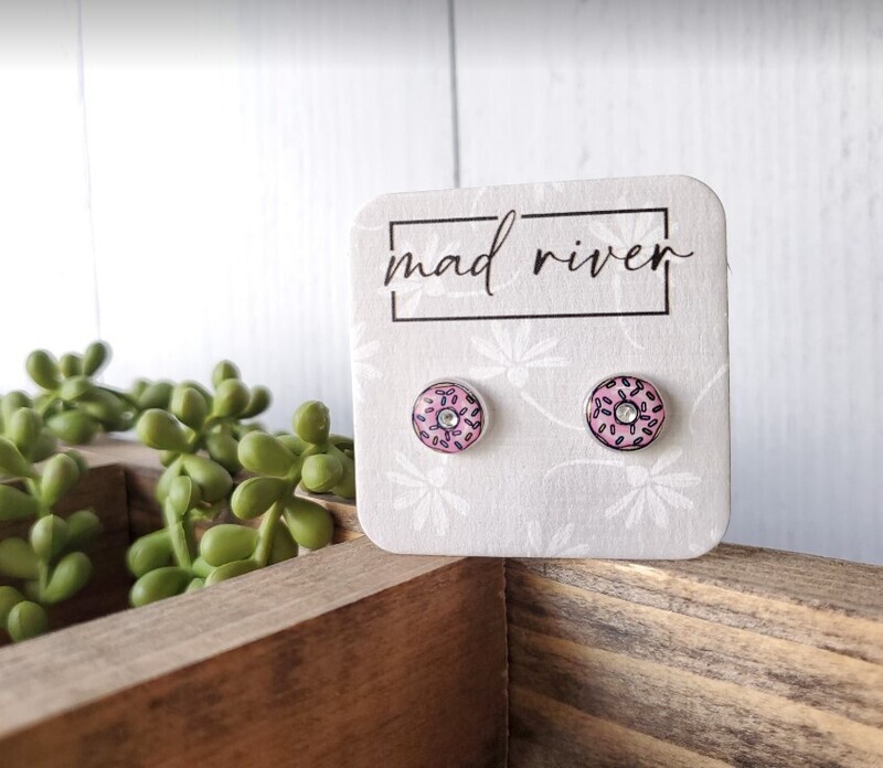 Pink Donut Sprinkle Earrings