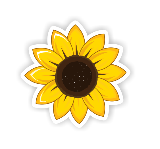 Cartoon Sunflower Sticker Small