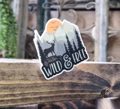 Wild and Free Mountain Sticker