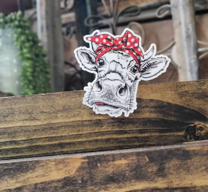 Cow with Headband Sticker