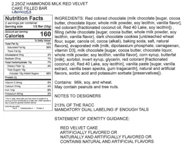 Hammond's Chocolate Bars Red Velvet Cake