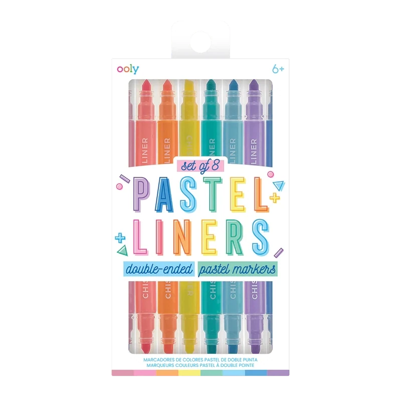 Pastel Liner Double Ended Markers (Set of 8)