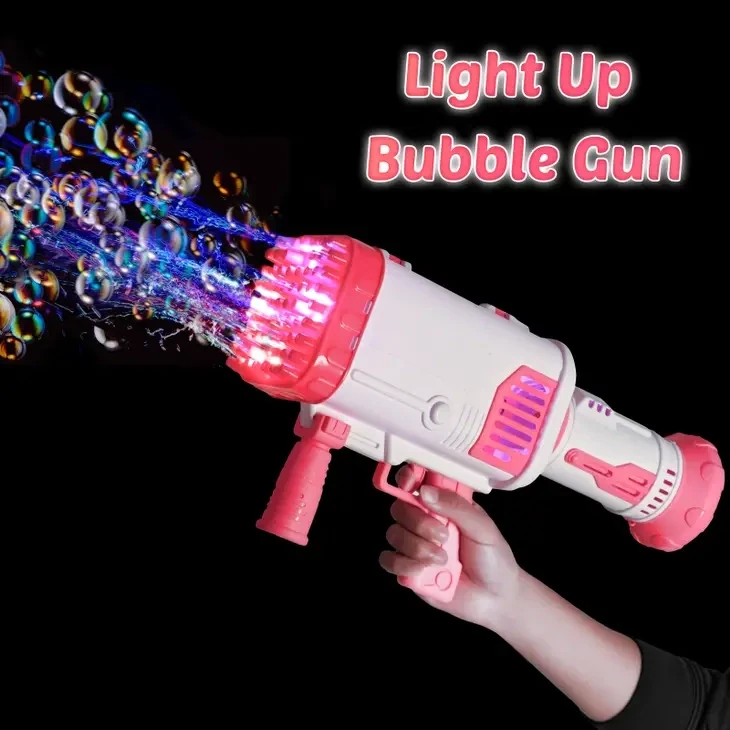 Outer Space Bubble Gun 64 hole light up PINK