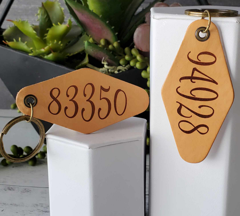 Zip Code - Elegant thin - Leather Motel Keychain