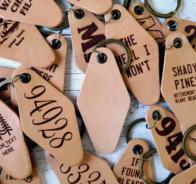 Zip Code BOLD - Leather Motel Keychain
