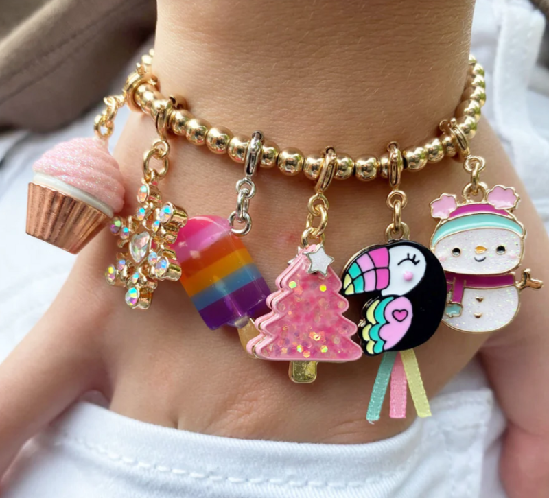 CHARM IT! GOLD Stretch Bead Bracelet 
