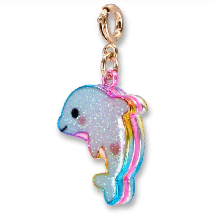Gold Glitter Tie-Dye Dolphin  Charm