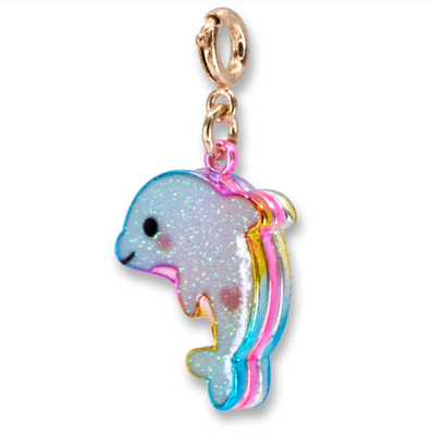 Gold Glitter Tie-Dye Dolphin  Charm