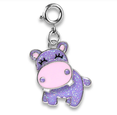 Glitter Swivel Hippo Charm