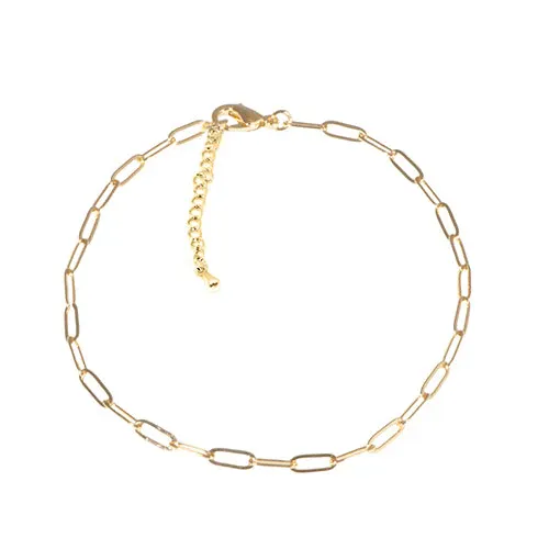 Paperclip Anklet Gold