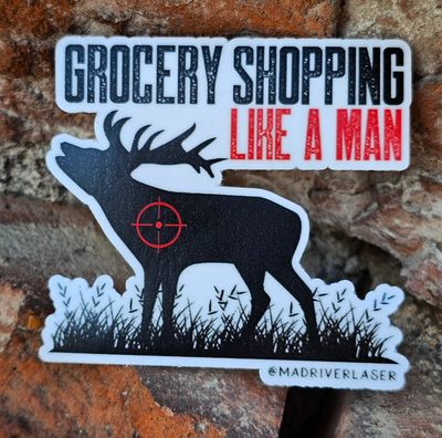 Grocery Shopping like a Man Sticker