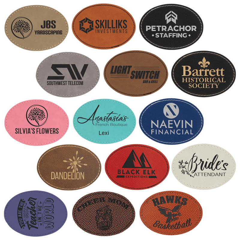 Custom Leatherette Oval  Patch 3" x 2"