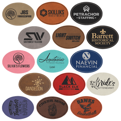 Custom Leatherette Oval  Patch 3" x 2"