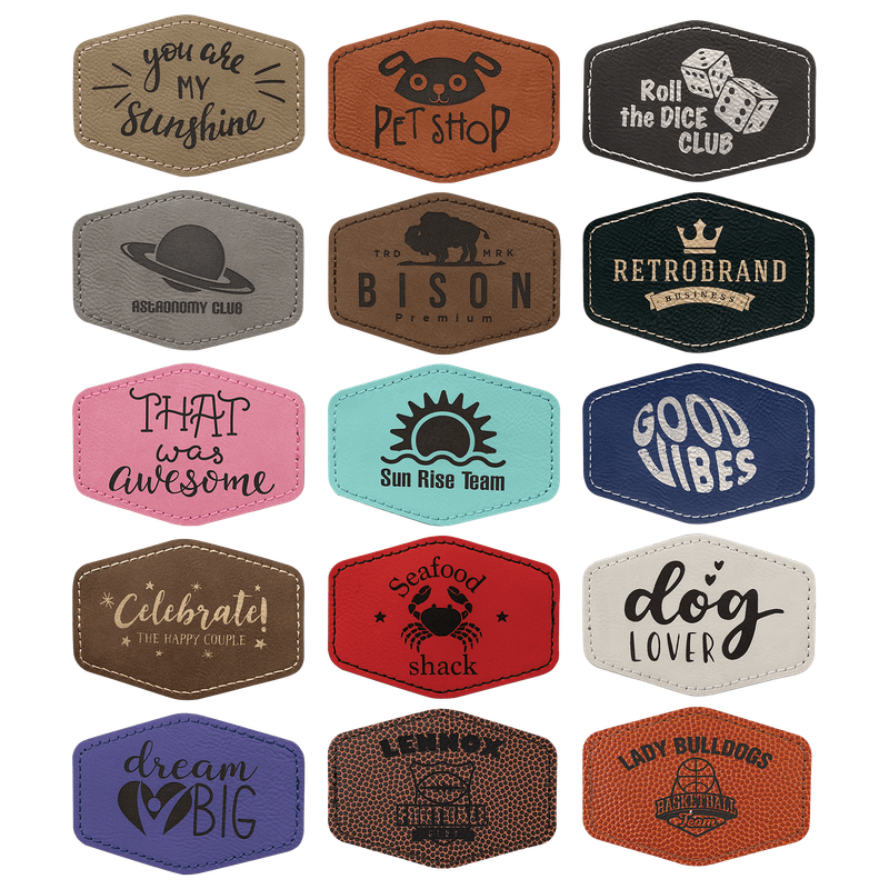 Custom Leatherette Hex Patch 3" x 2"