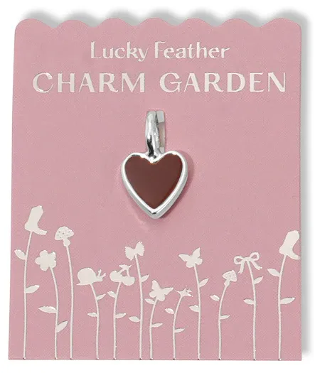 Charm Garden  Silver  Red Enamel Heart Charm
