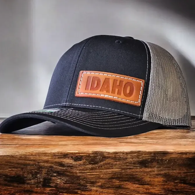 Embossed Leather State Trucker Hat