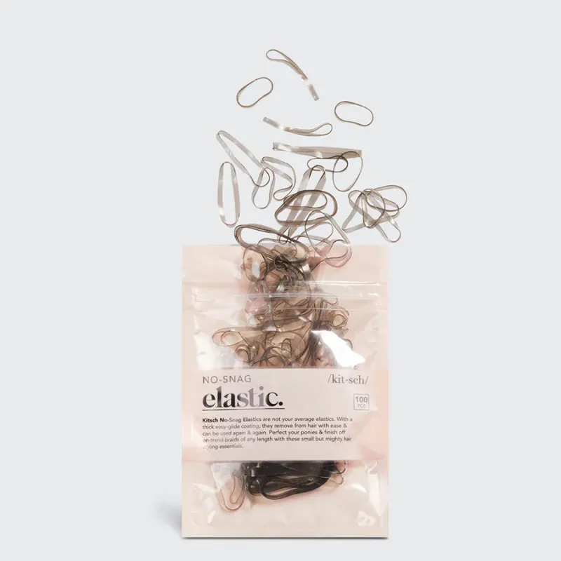 No Snag Elastic 100 pcs Brown 3 sizes