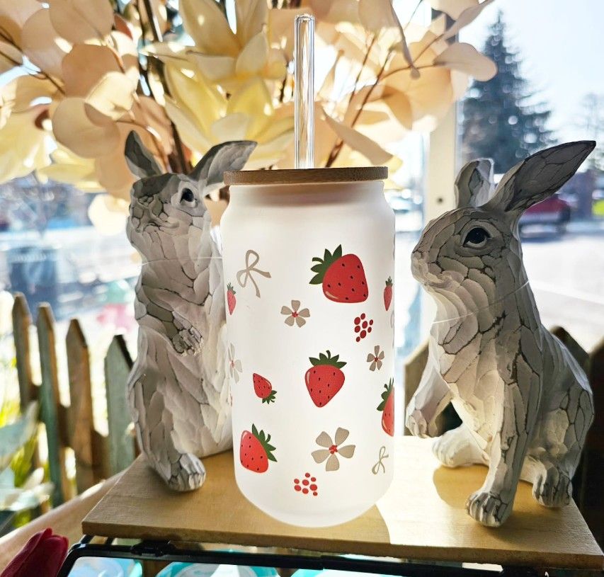 Strawberry Frosted Glass Cup