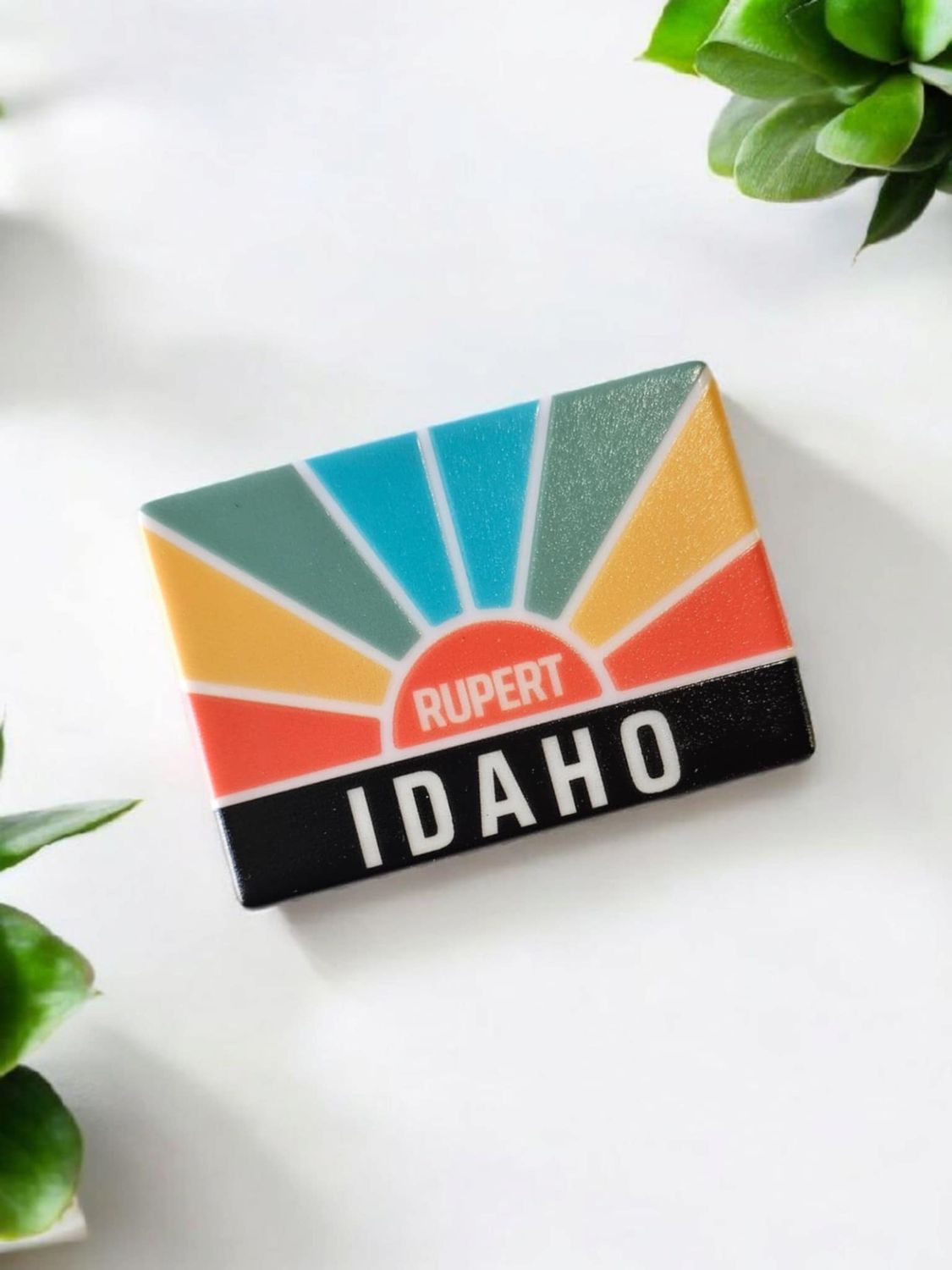 Retro Sunburst Ceramic Magnet