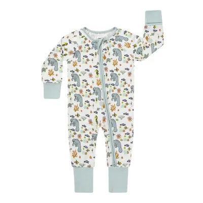 Manatee Animal  Bamboo Baby Footie Pajamas 0-3