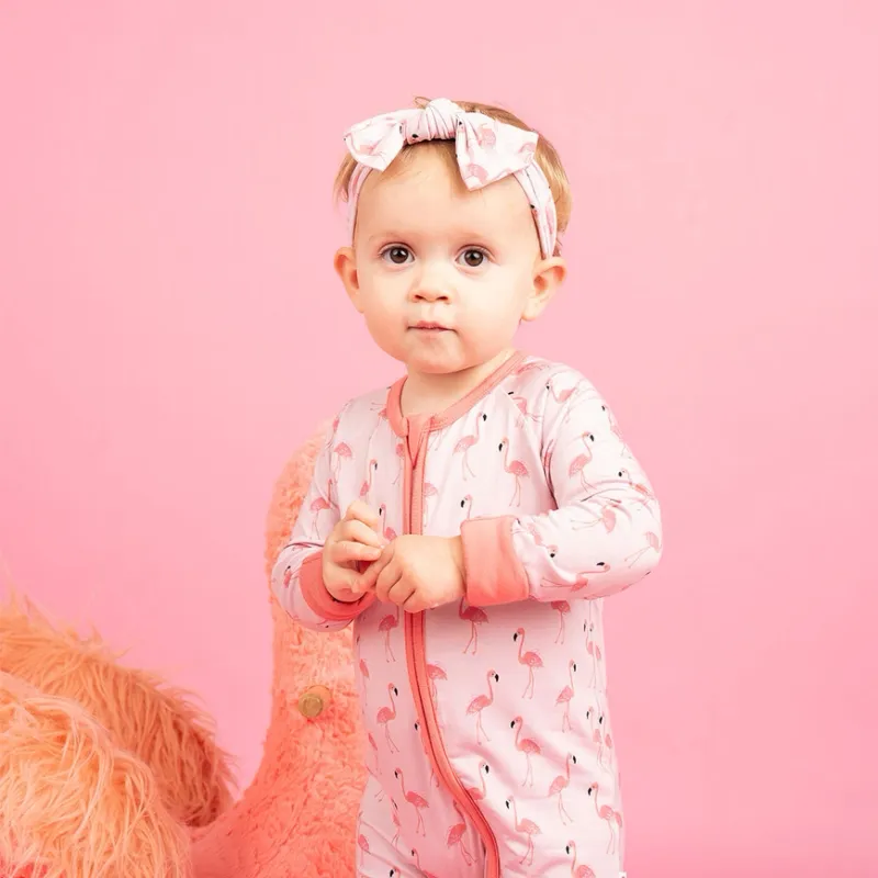 Fancy Flamingos Pink Bamboo PJs 3-6 Convertible  