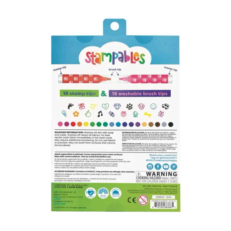 Stampables Double-Ended Brush &amp; Stamp Markers (Set of 18)