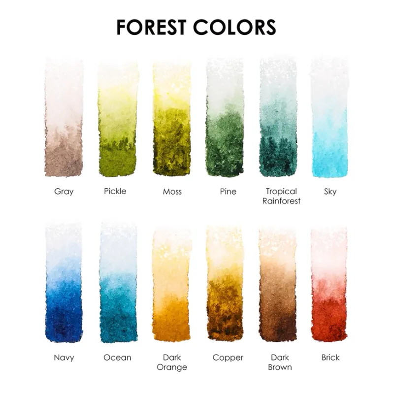 Watercolor Pocket Forest Set of 12 with Brush
