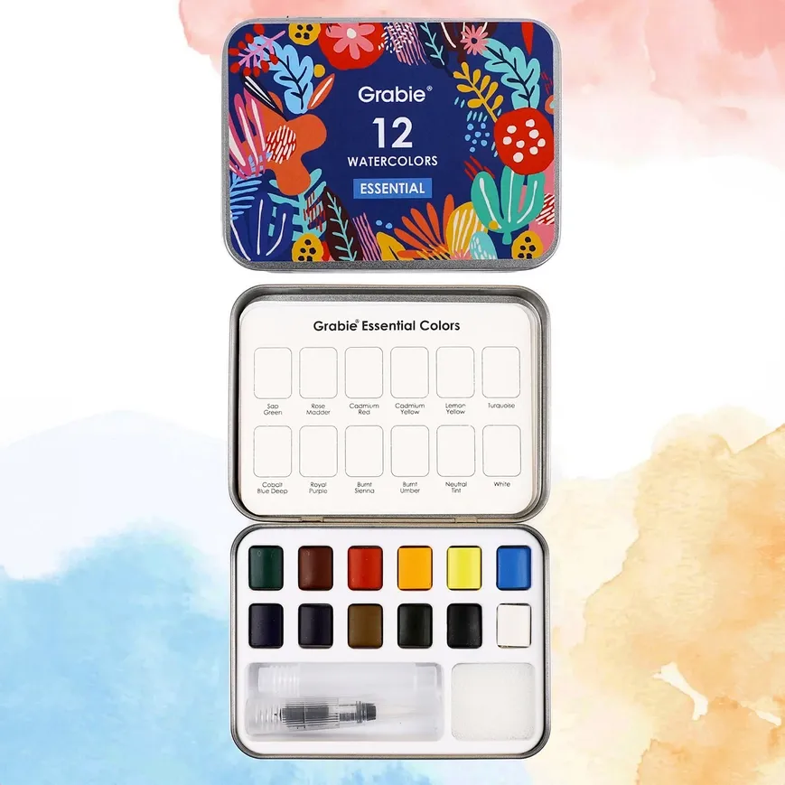 Watercolor Pocket Essentials Set of 12 with Brush