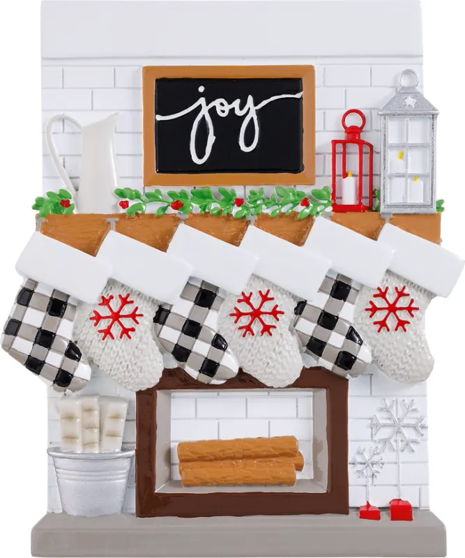Fireplace Mantle with Stockings 6 Family Table Topper