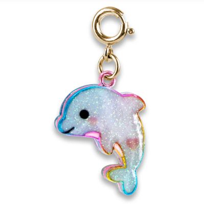 Gold Glitter Tie-Dye Dolphin  Charm